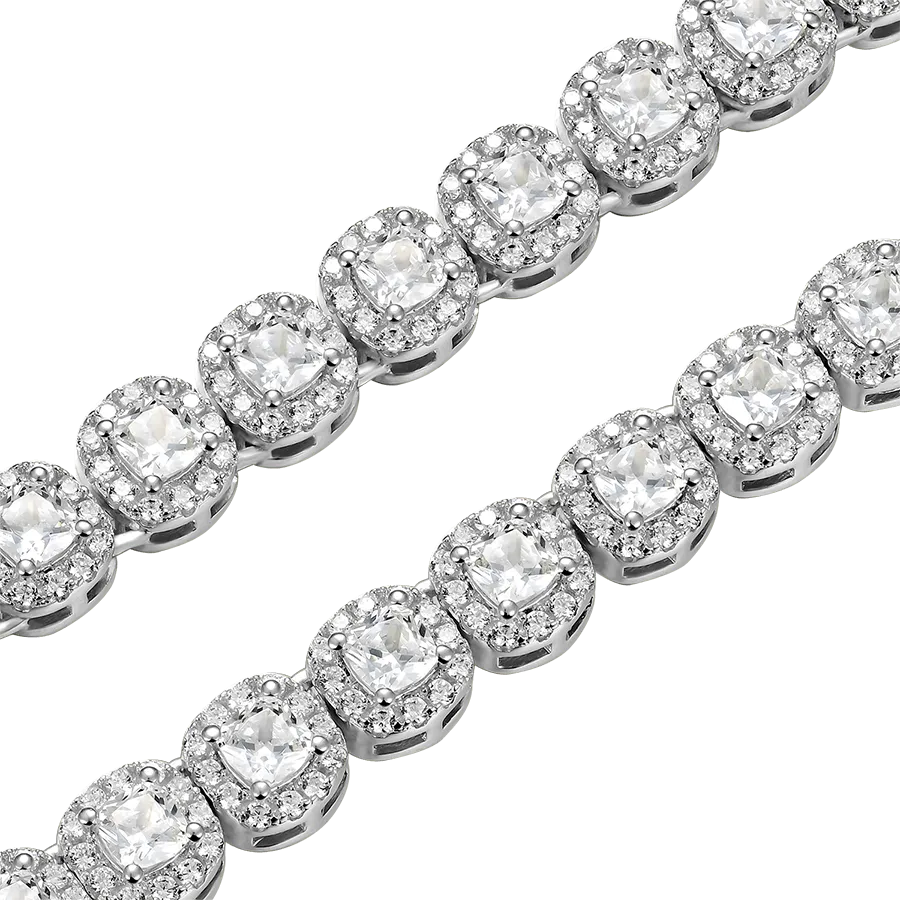 Moissanite Cushion-Cut Clustered Tennis Chain - 7mm