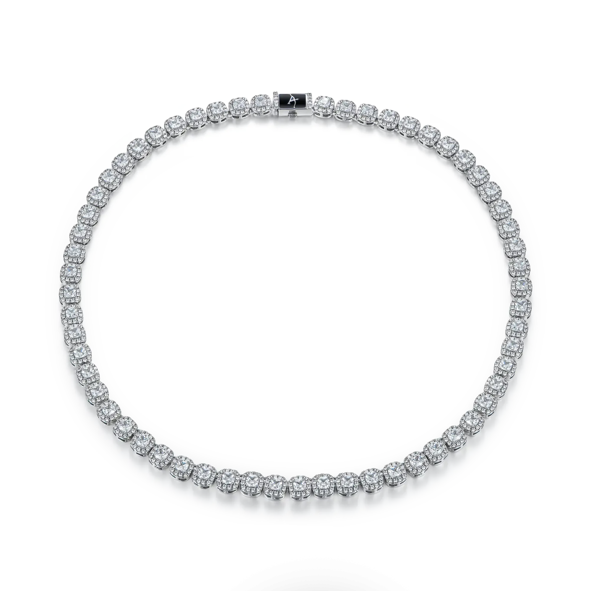 Moissanite Cushion-Cut Clustered Tennis Chain - 7mm