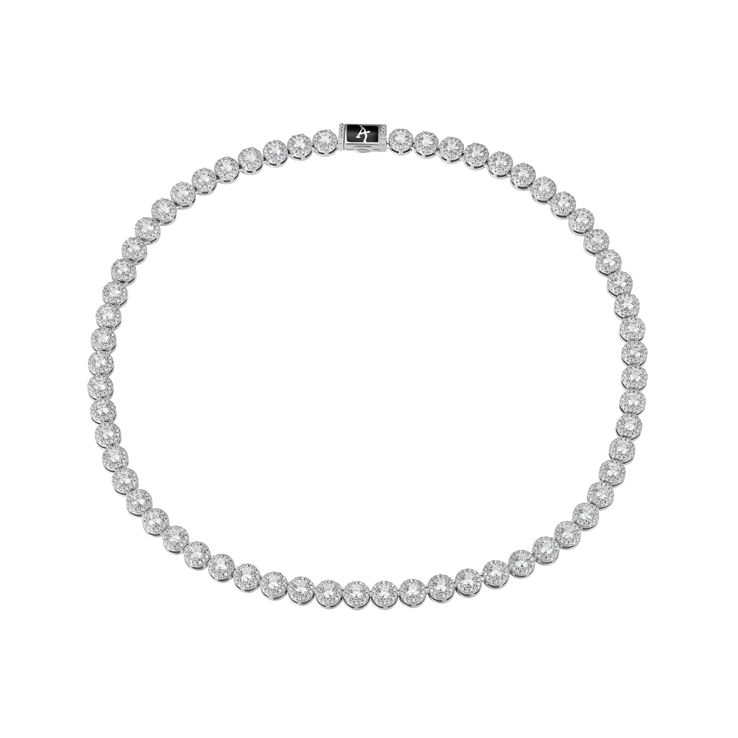 Moissanite Round Cut Clustered Tennis Chain - 7mm