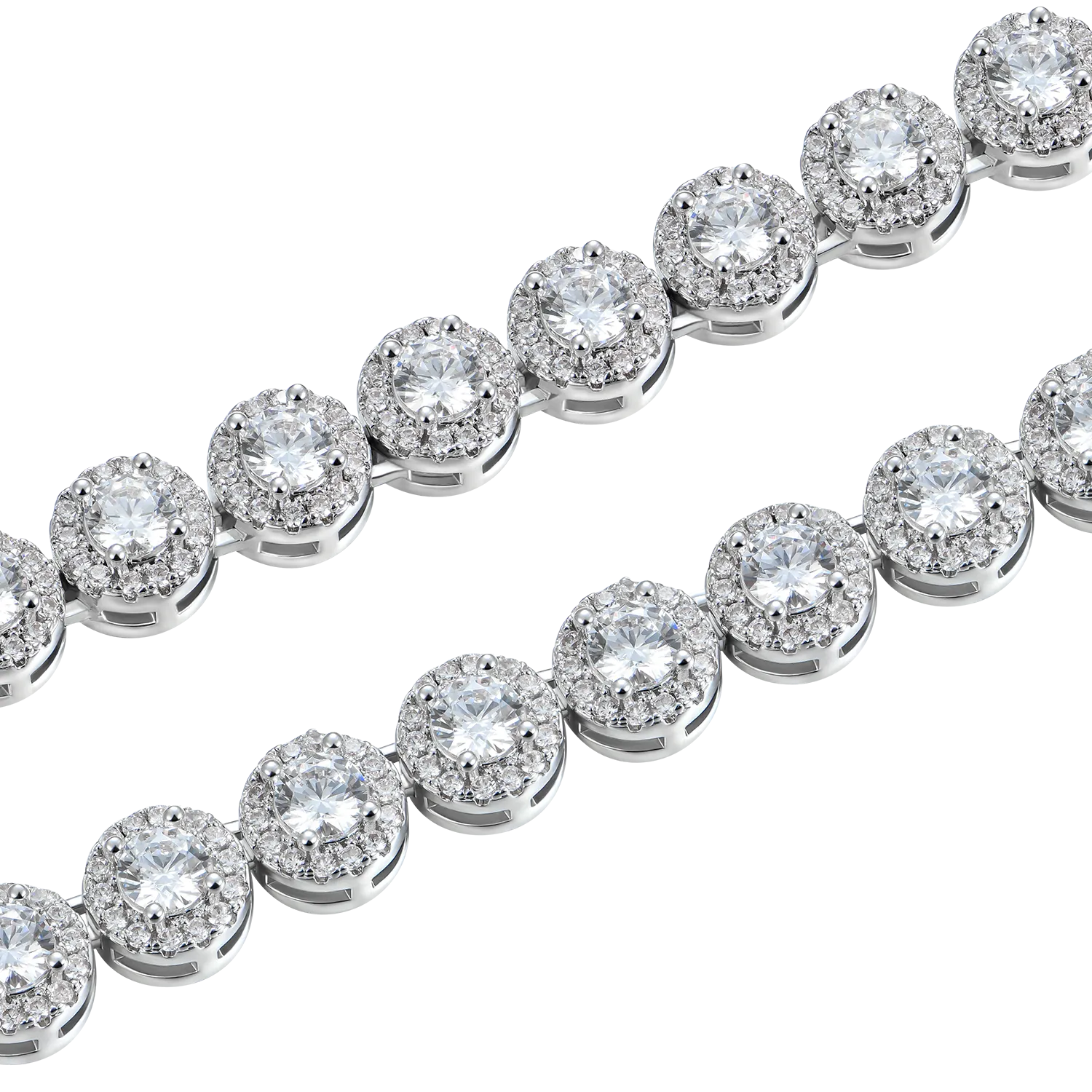 Moissanite Round Cut Clustered Tennis Chain - 7mm