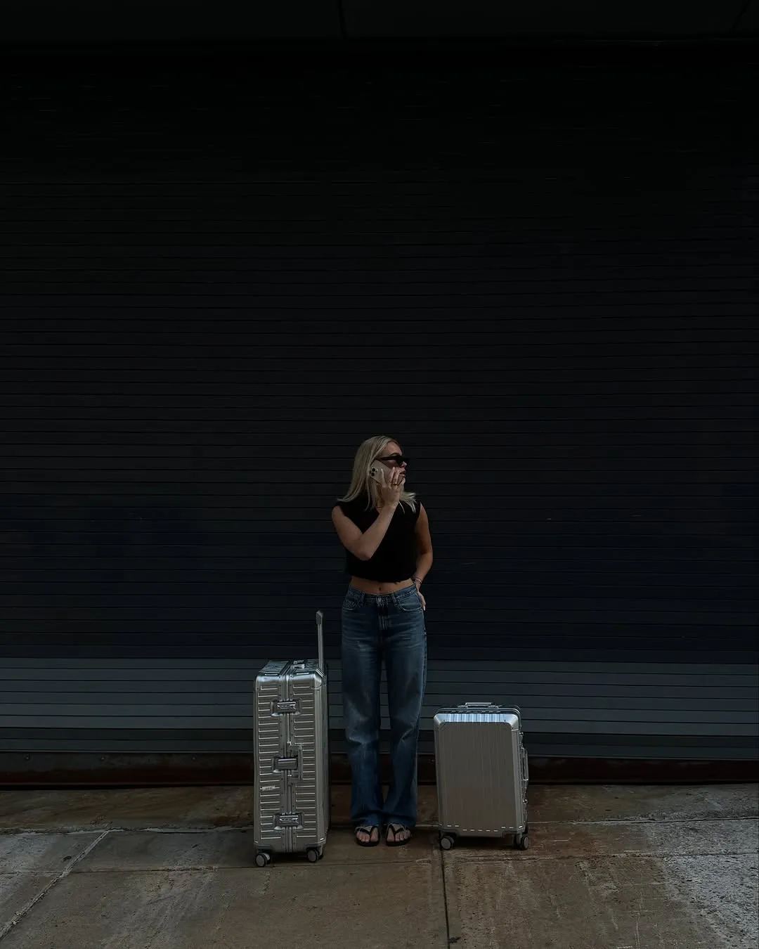 MONO CHECKED SUITCASE SILVER | ALUMINUM