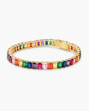 Multicolor Emerald Cut Tennis Bracelet