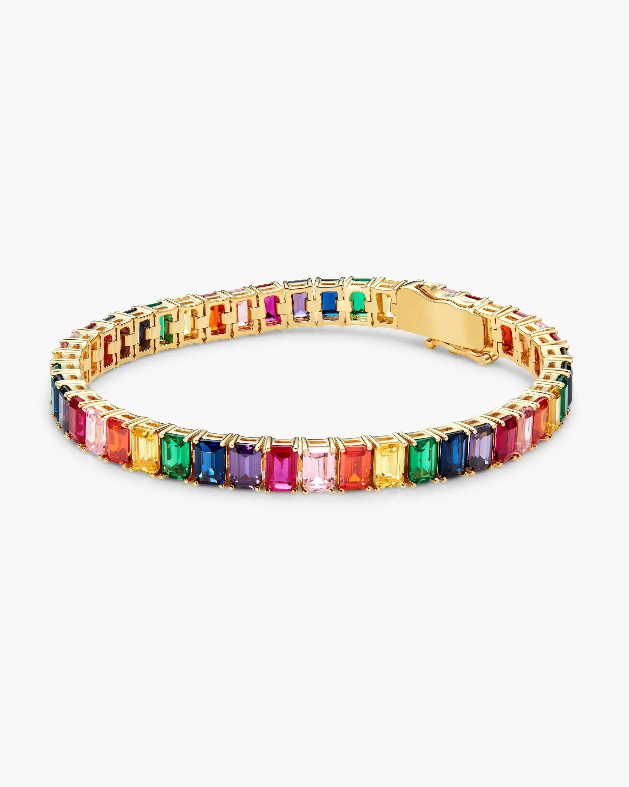 Multicolor Emerald Cut Tennis Bracelet