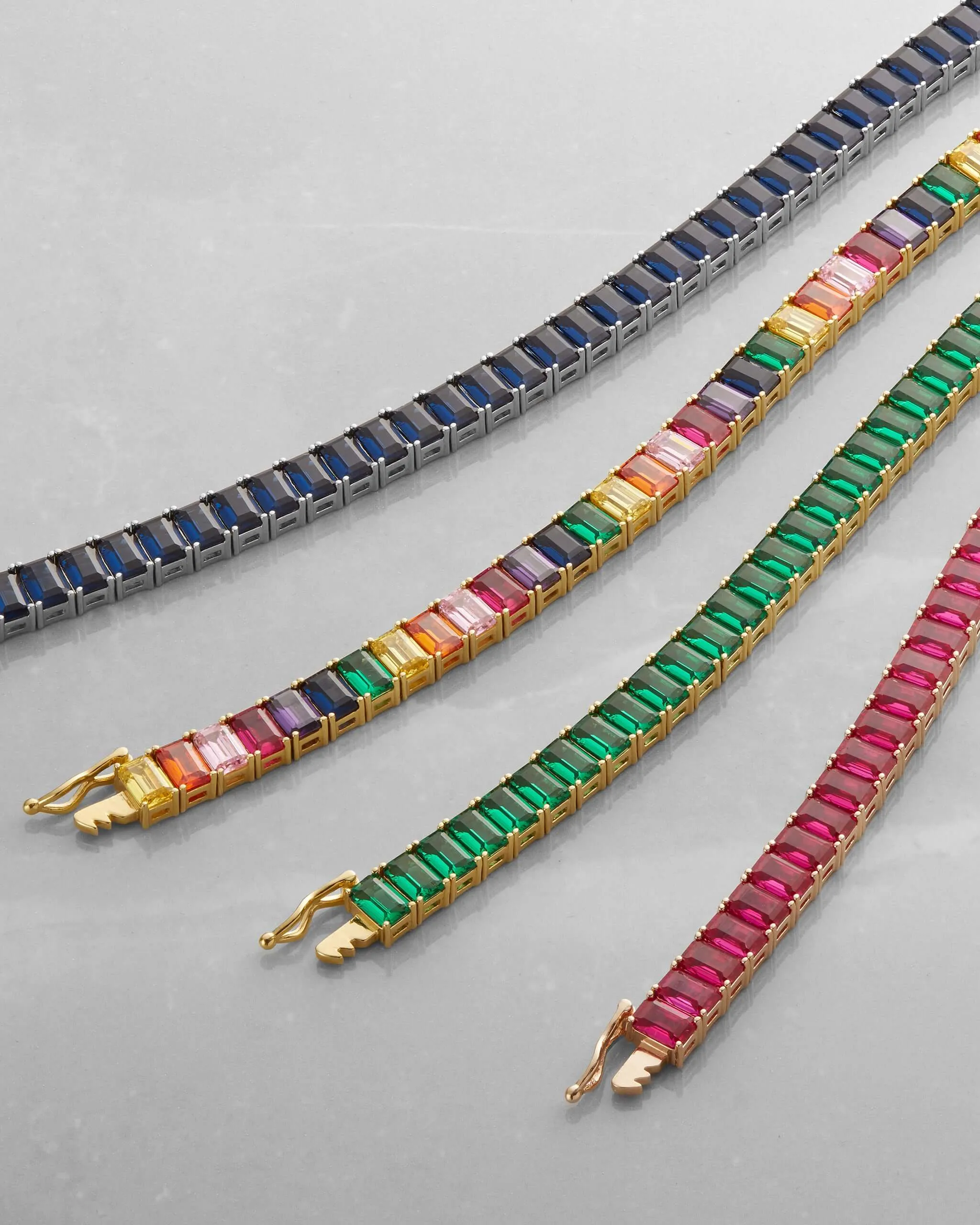 Multicolor Emerald Cut Tennis Bracelet