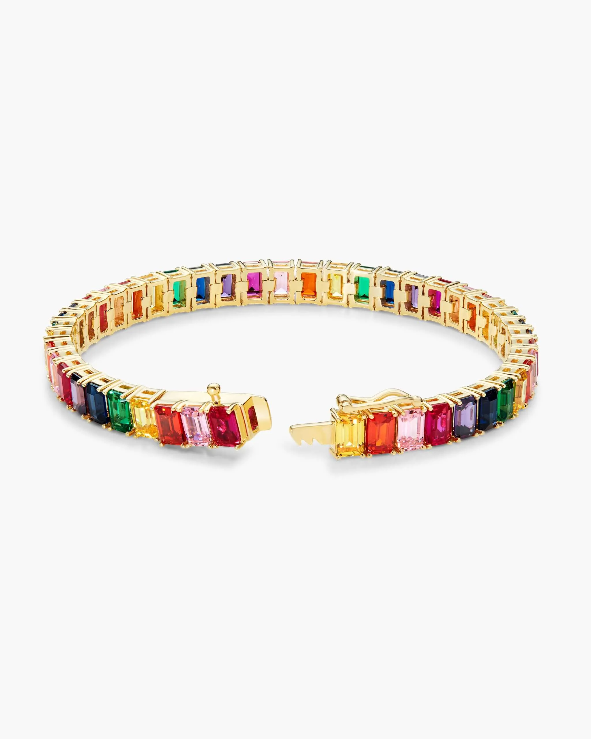 Multicolor Emerald Cut Tennis Bracelet