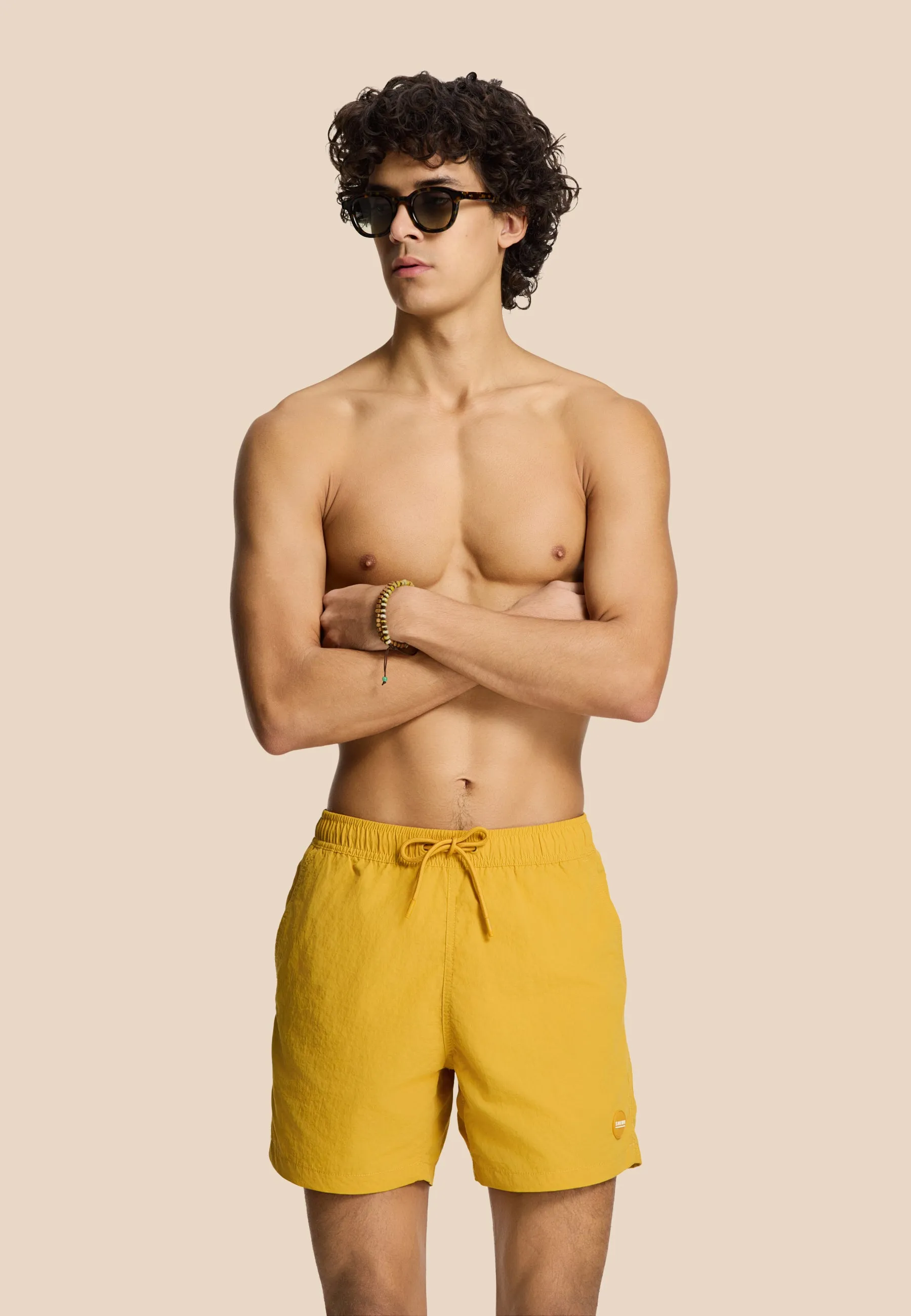 NATE QUICK DRY swim shorts solid | yellow ochre