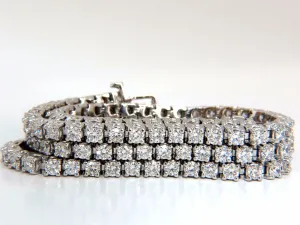 Natural Diamond Tennis Bracelet 12.32ct. G/Vs 14kt Three Rows 7 inch Brilliants
