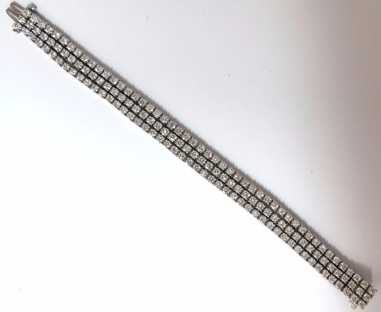 Natural Diamond Tennis Bracelet 12.32ct. G/Vs 14kt Three Rows 7 inch Brilliants