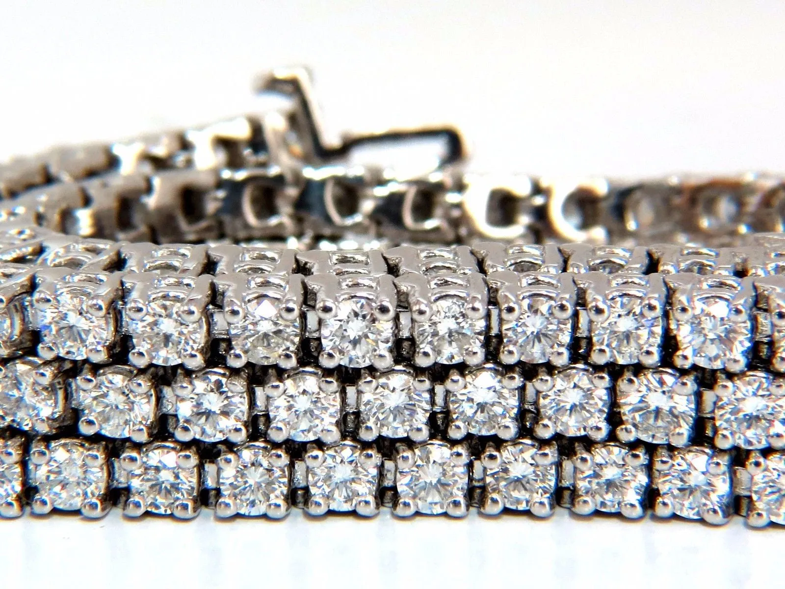 Natural Diamond Tennis Bracelet 12.32ct. G/Vs 14kt Three Rows 7 inch Brilliants