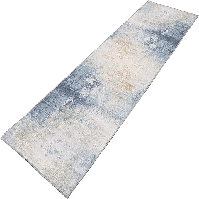 New Bohemian Style Digital Printing Area Rug with Non Slip Grip PVC Backside Anti Skid Area Rug for Kitchen Living Room Bed, Blues Sz 2 Ft X 8 Ft