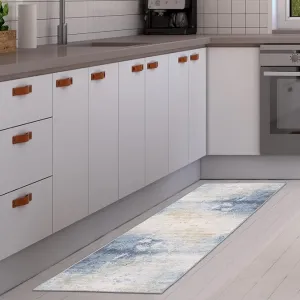 New Bohemian Style Digital Printing Area Rug with Non Slip Grip PVC Backside Anti Skid Area Rug for Kitchen Living Room Bed, Blues Sz 2 Ft X 8 Ft