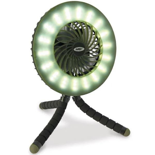 NGT Dynamic Bivvy Fan USB Rechargeable 3600mAh Fan with Light and Power Bank