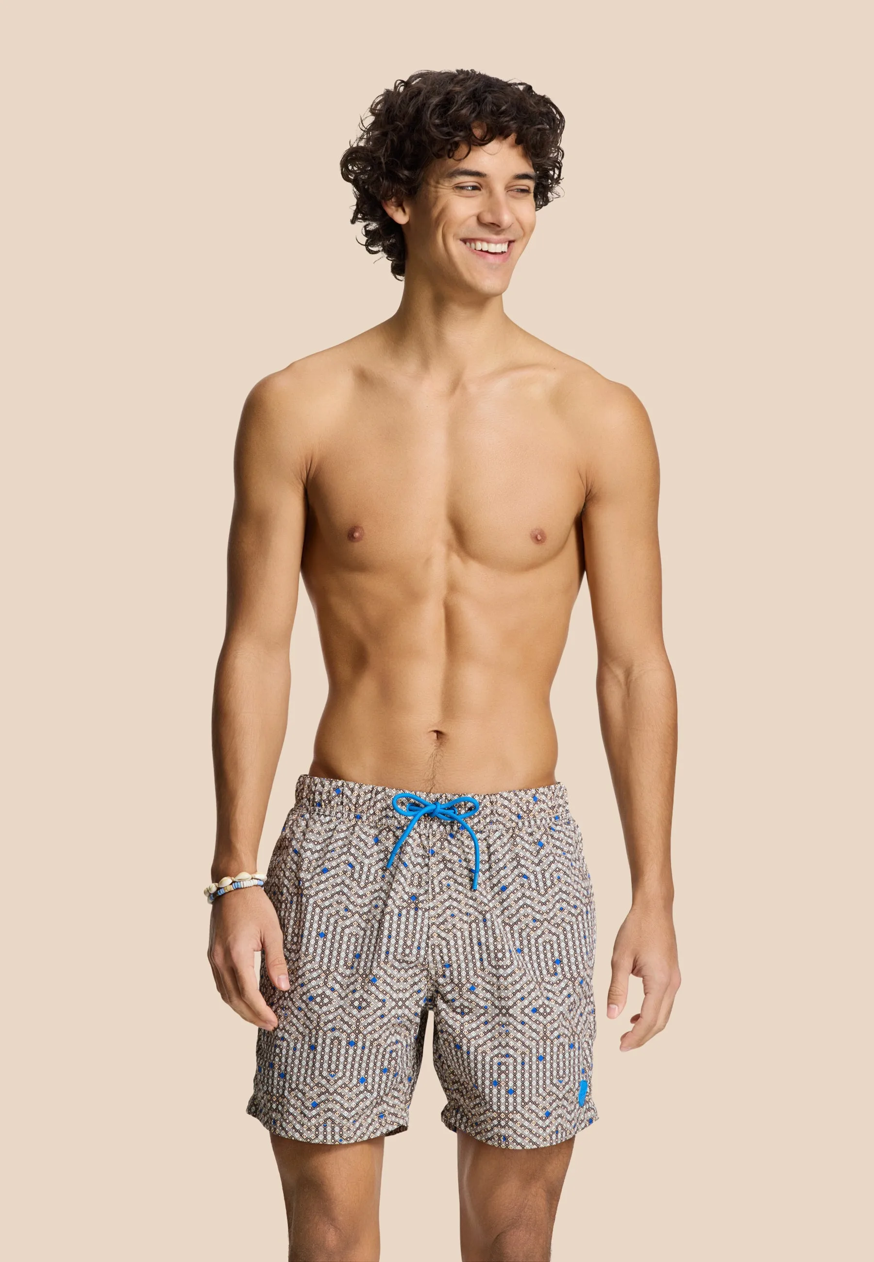 NICK QUICK DRY swim shorts geo storm | beige