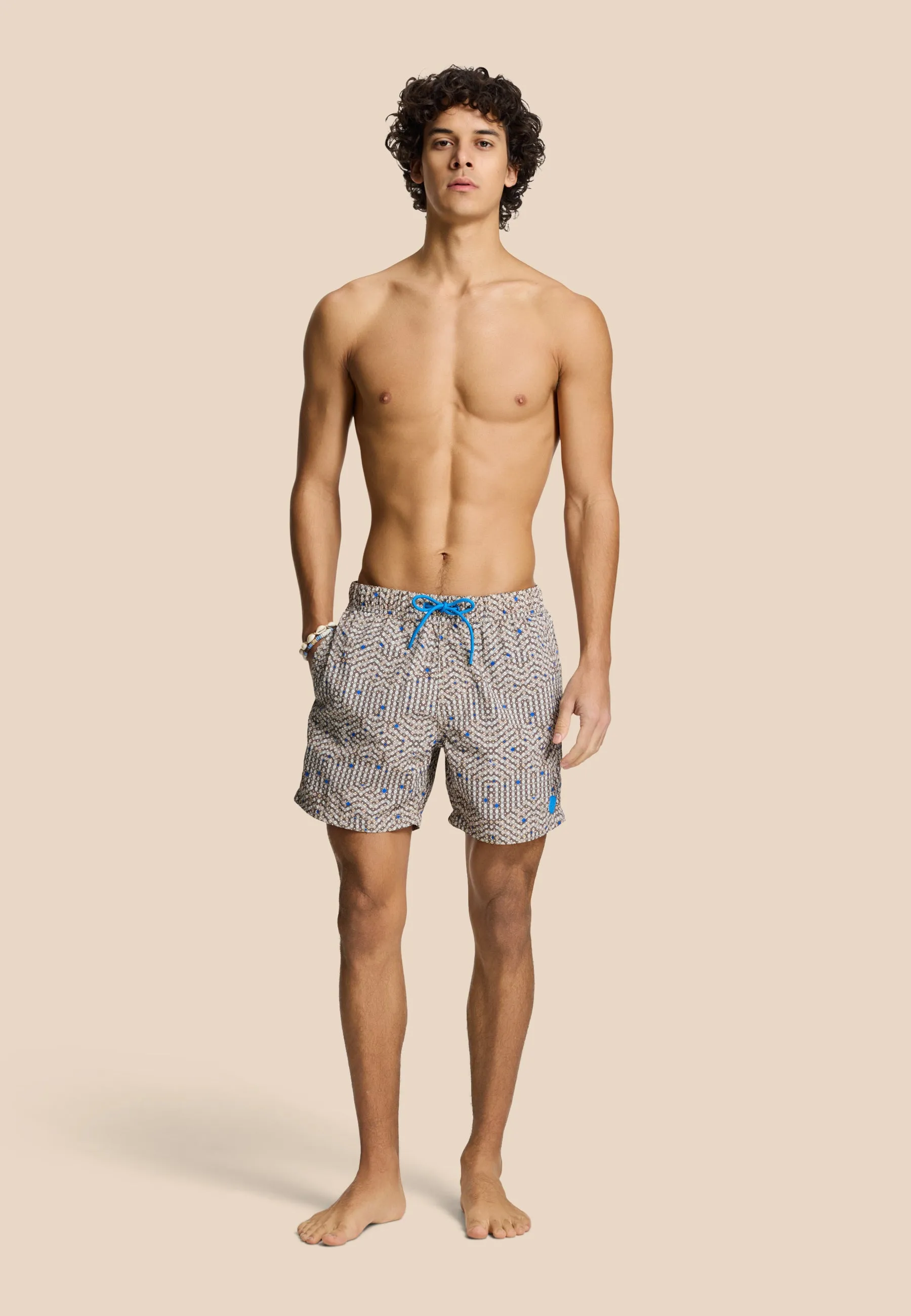 NICK QUICK DRY swim shorts geo storm | beige