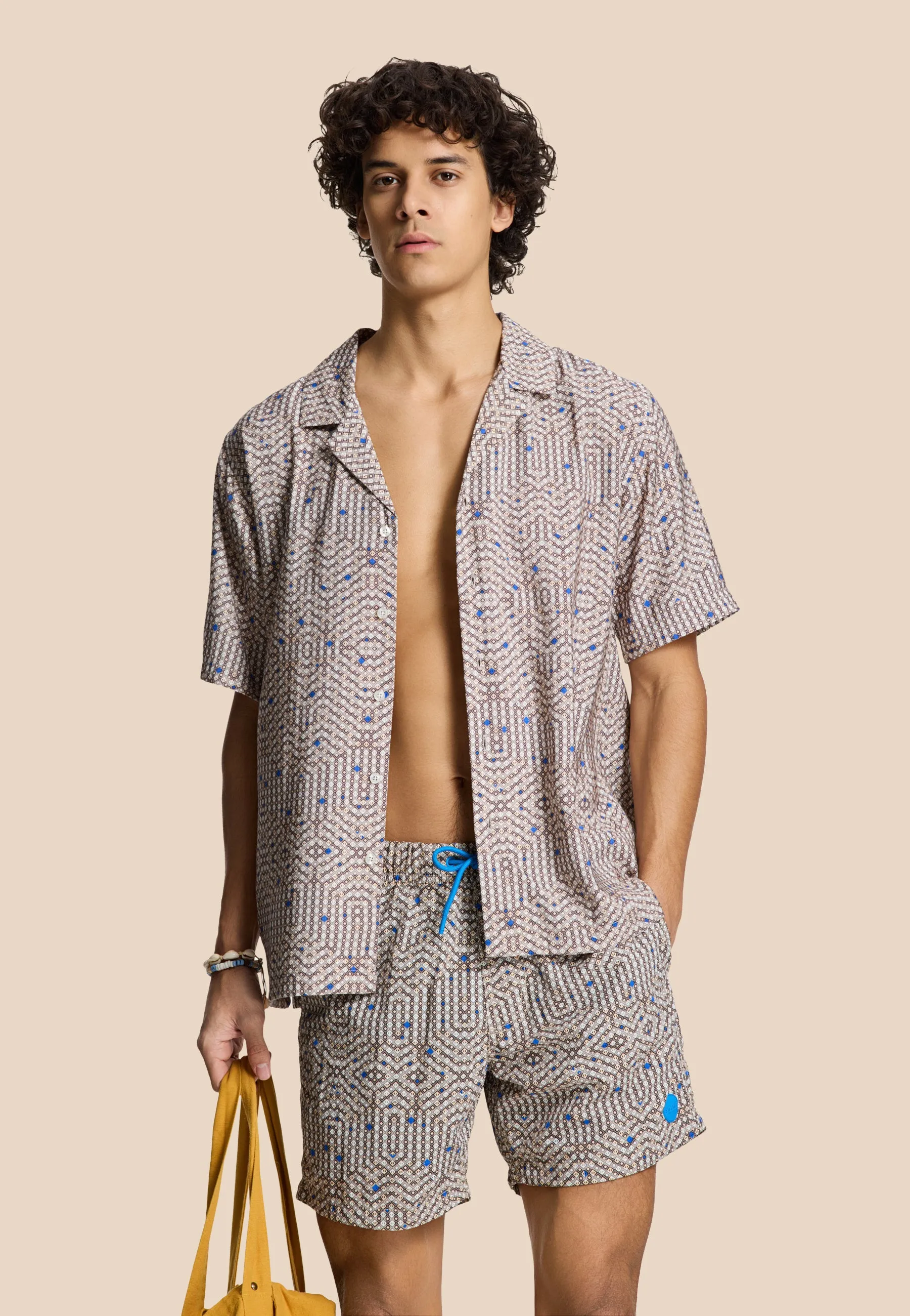 NICK QUICK DRY swim shorts geo storm | beige