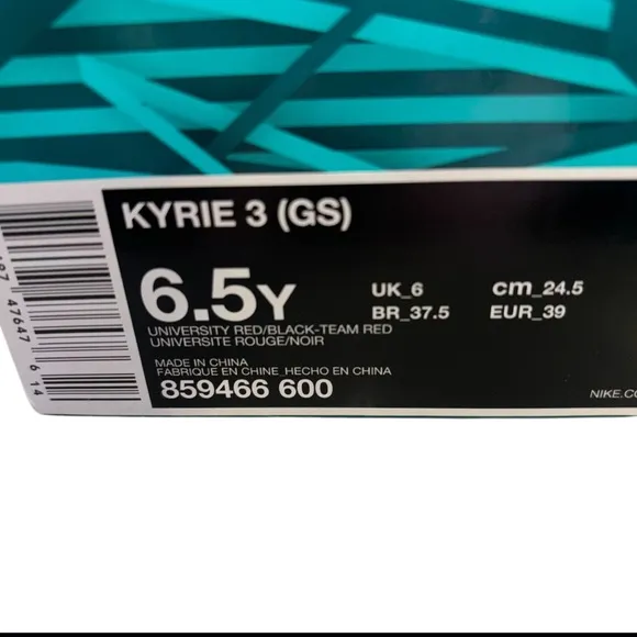 Nike Kyrie 3 Candy Apple Red High Top Sneakers Boys Size 6.5
