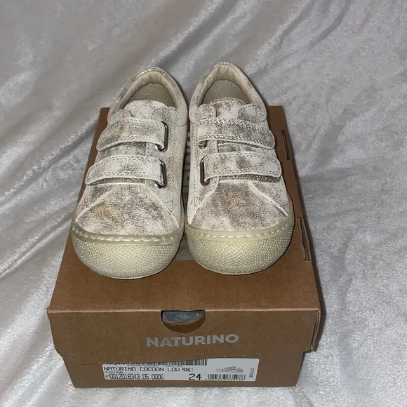 NWT NATURINO COCOON LOW VL Leather first-steps shoes in Platinum