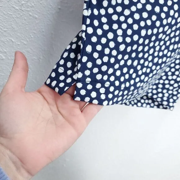 NWT SPANX 10&quot; Polkadot Navy Painted Dot Sunshine Bermuda Quick Dry Shorts