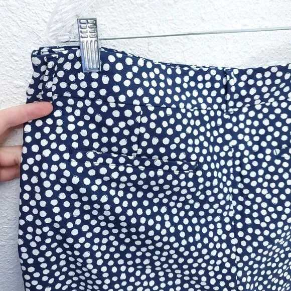 NWT SPANX 10&quot; Polkadot Navy Painted Dot Sunshine Bermuda Quick Dry Shorts