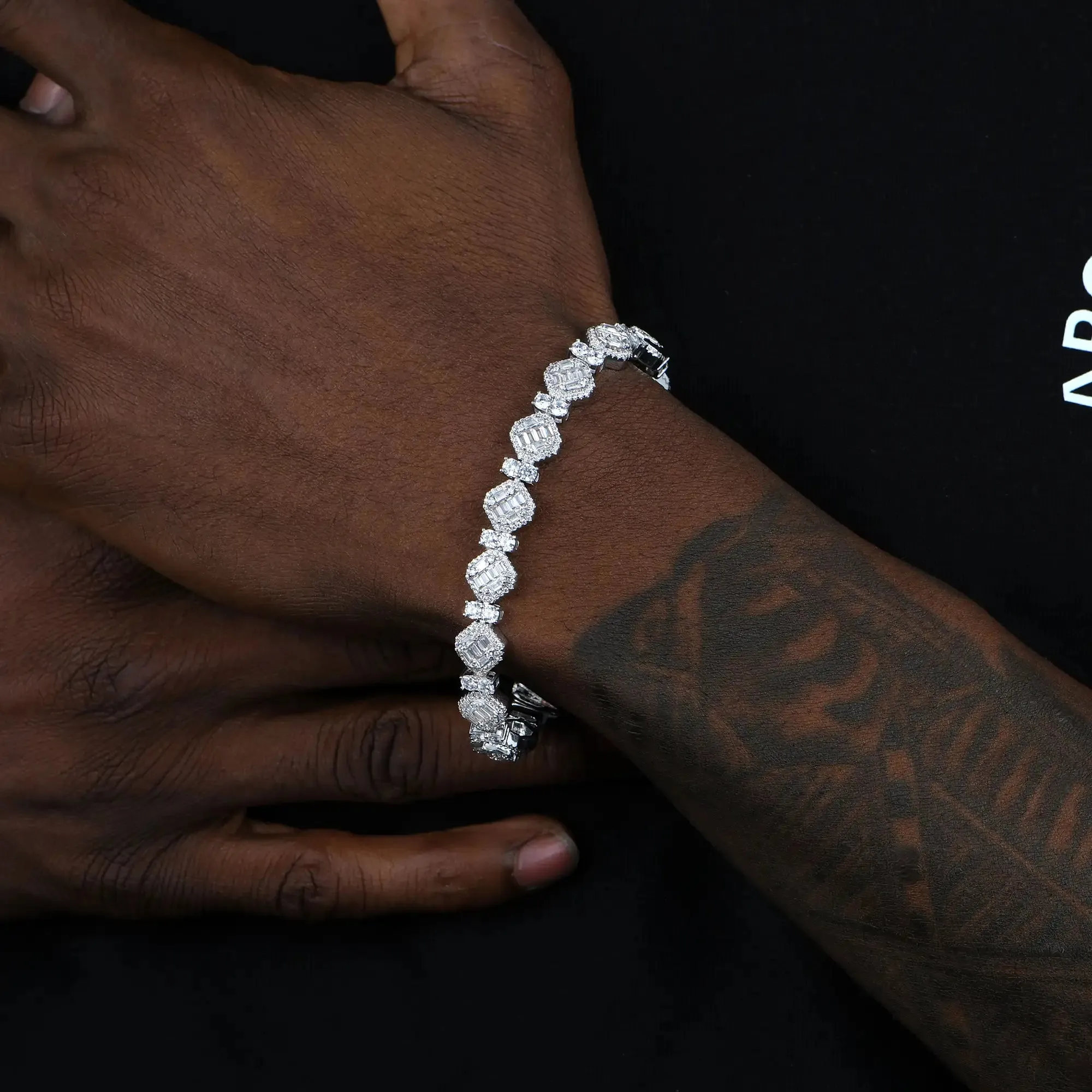 Octagon Mix Cut Tennis Bracelet - 8mm