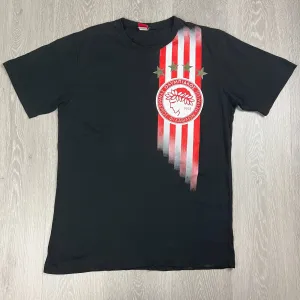 OLYMPIACOS FC Greek Football Soccer Mens Black T-Shirt Size Large