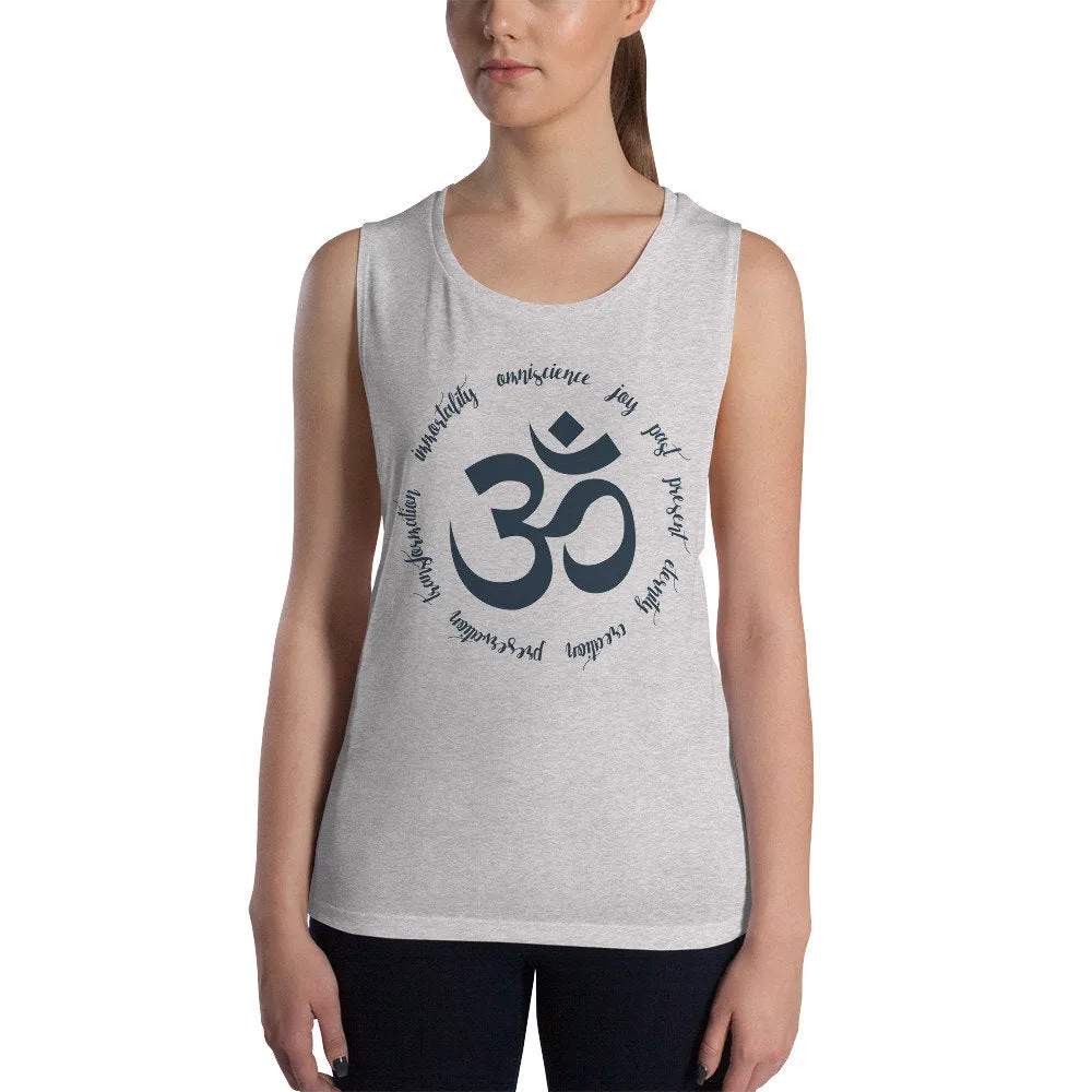 Om in Zen Script Circle — women's Yoga / fitness tank