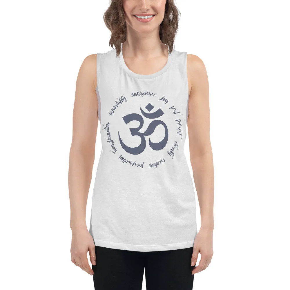 Om in Zen Script Circle — women's Yoga / fitness tank