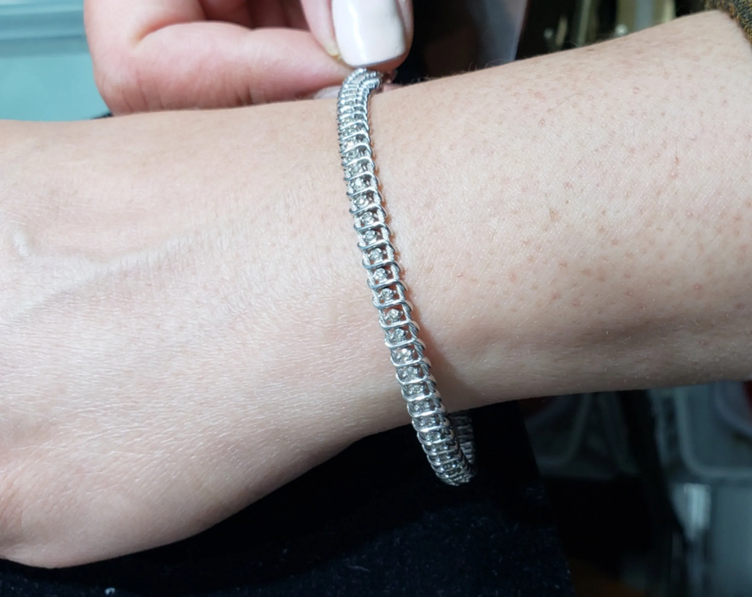 One Carat Diamond Wire Style Tennis Bracelet 14k White Gold