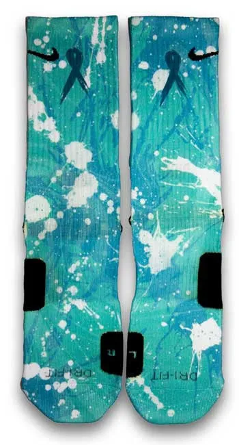 Ovarian Cancer A Splash of Teal Custom Elite Socks
