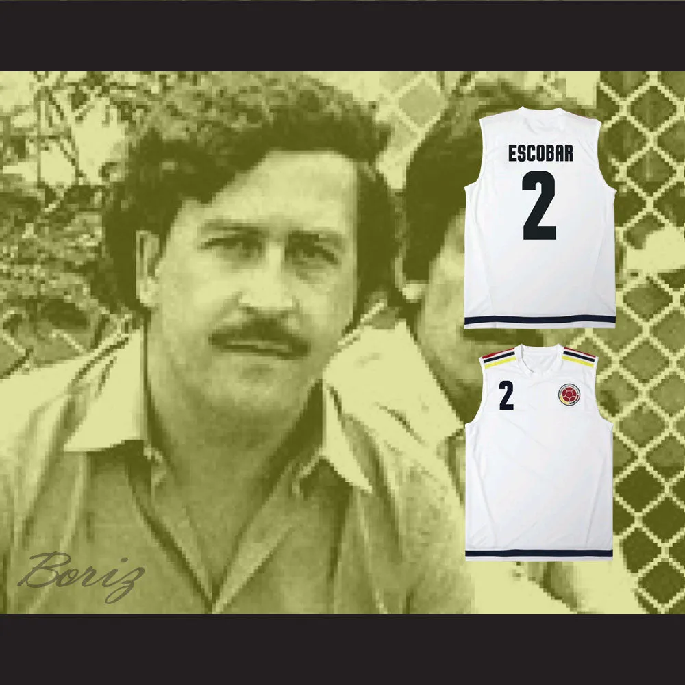 Pablo Escobar 2 Colombia White Football Soccer Jersey