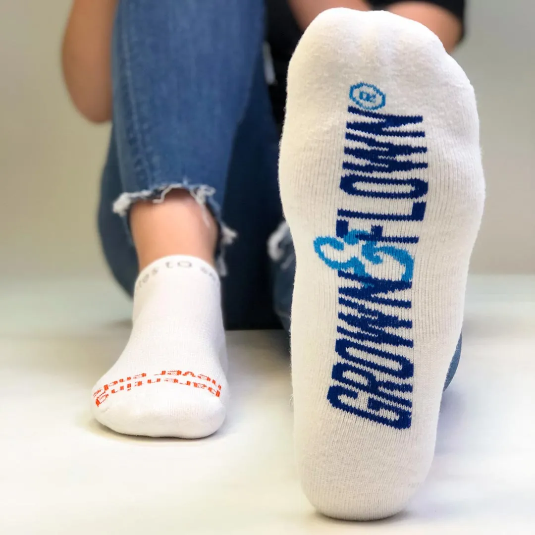 Parenting Never Ends - Grown&Flown® white low-cut socks