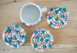 Pastel Felt Ball Coasters
