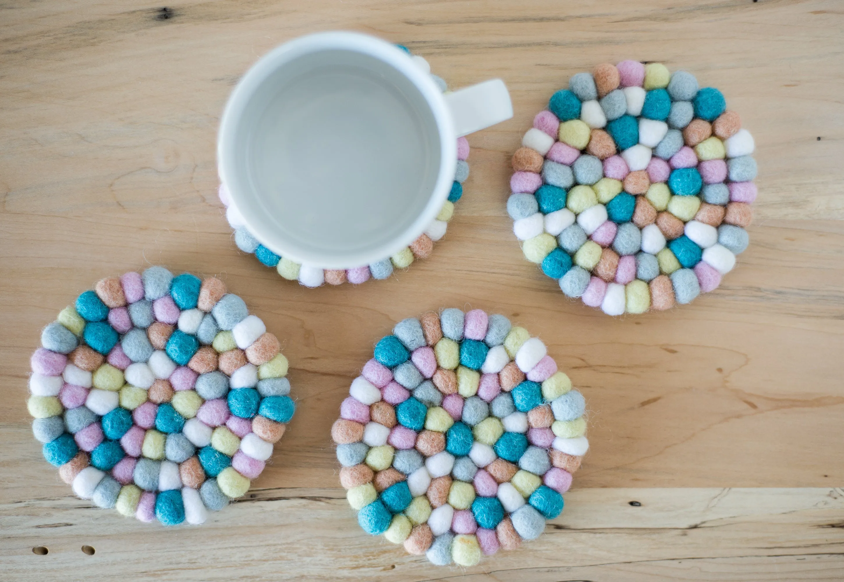 Pastel Felt Ball Coasters