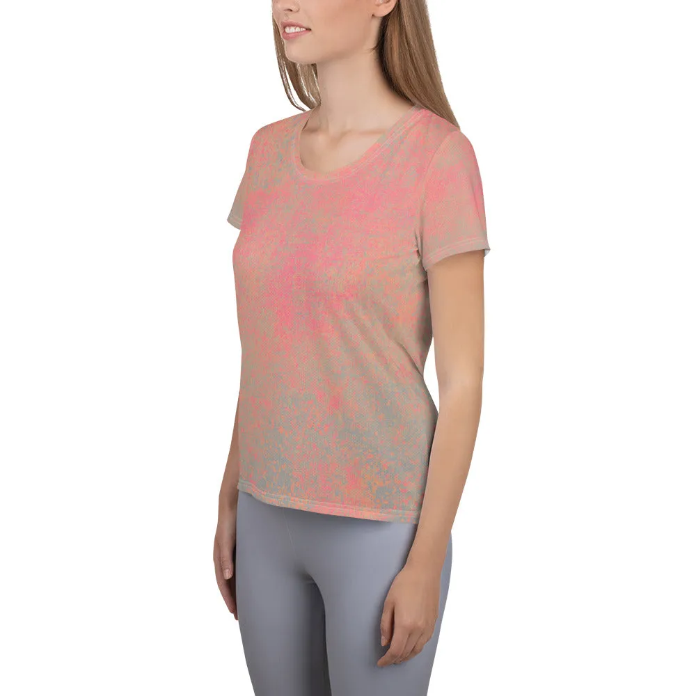 Pink Gray All-Over Print Women's Athletic T-shirt