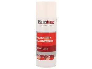 Plastikote Trade Quick Dry Trim Spray Satinwood White 400Ml