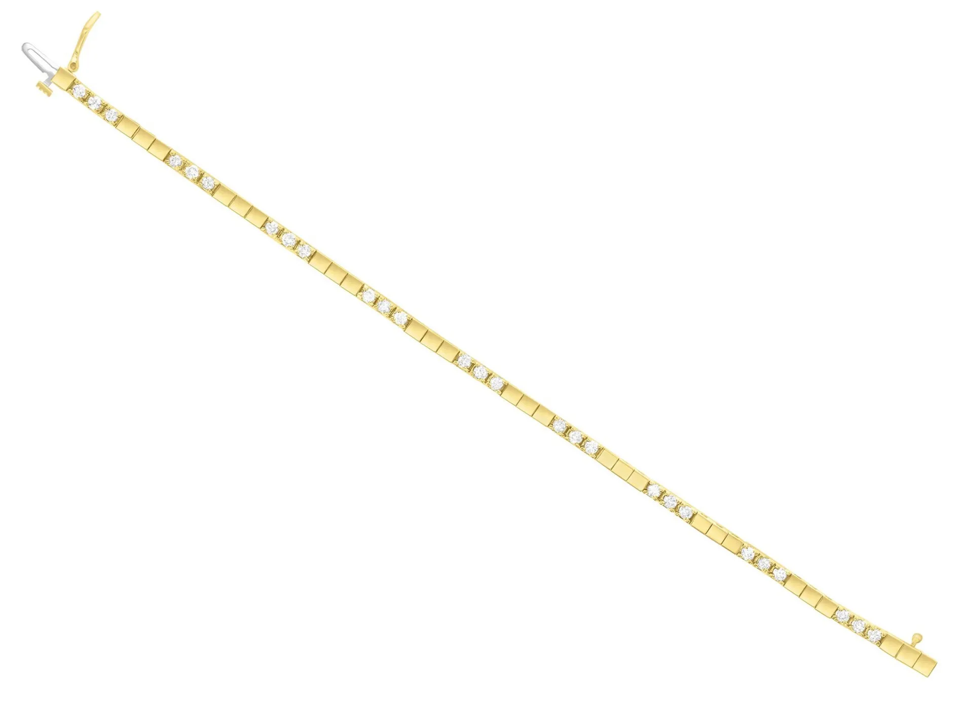 Polished Square Diamond Tennis Bracelet 14k Yellow Gold
