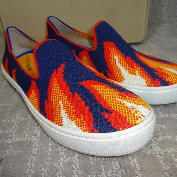 Rothy's The Kid Navy Flame Knit Slip On Shoes Little Kids Size 1-2-3-11-12-13