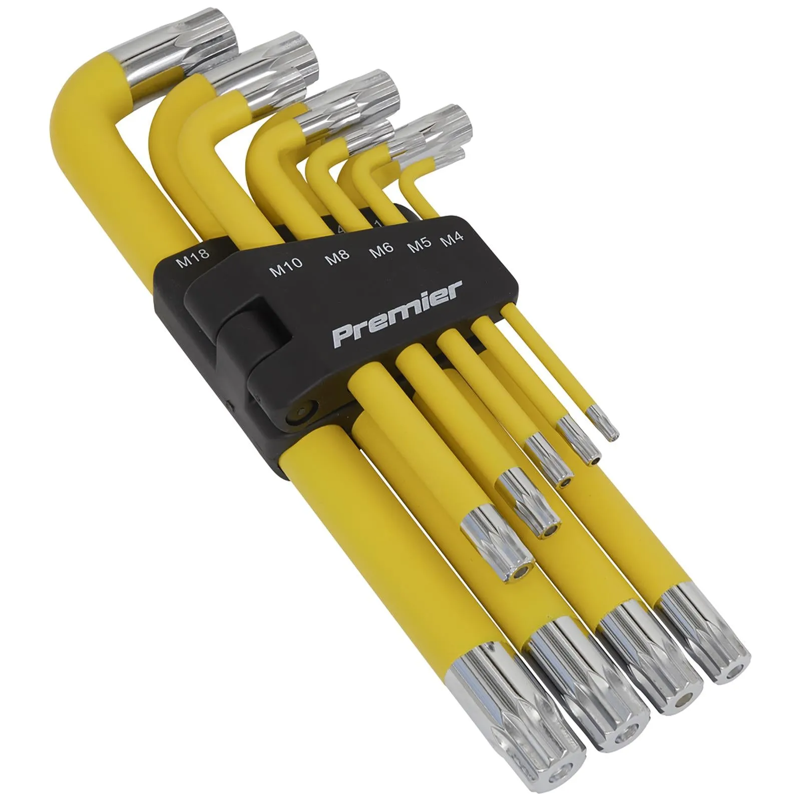 Sealey Premier Jumbo Spline Key Set 9 Piece Anti Slip M4-M18