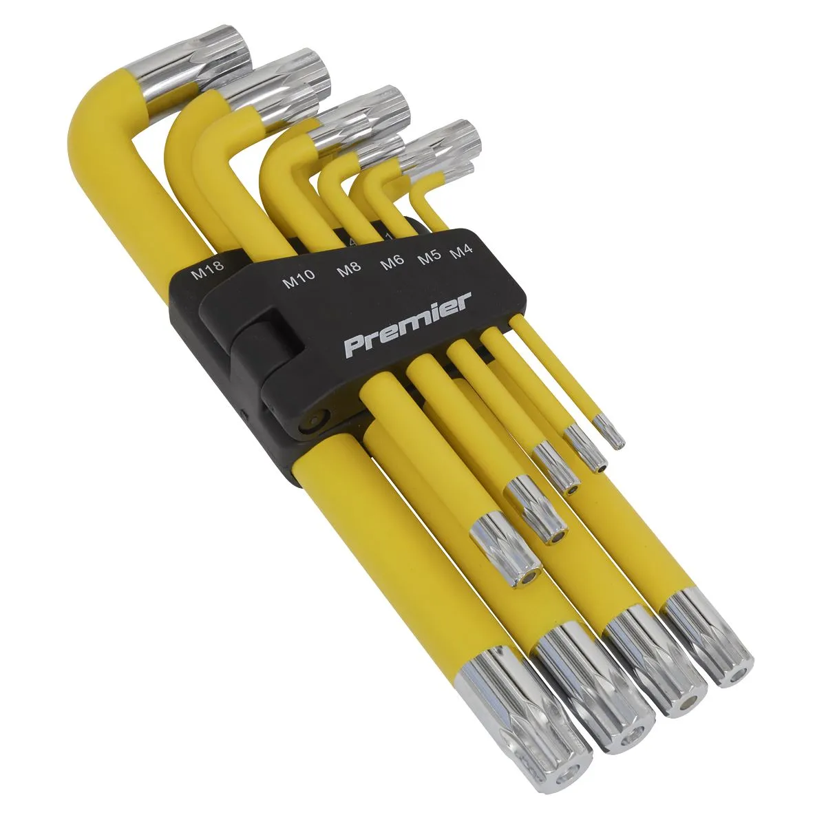 Sealey Premier Jumbo Spline Key Set 9 Piece Anti Slip M4-M18