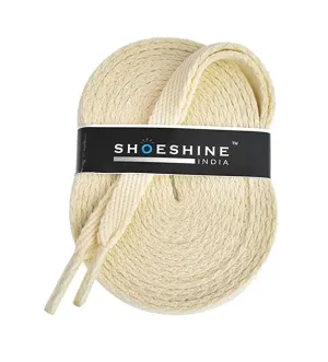 SHOESHINE Flat Shoelace (1 Pair) Cream sports and sneaker shoe laces