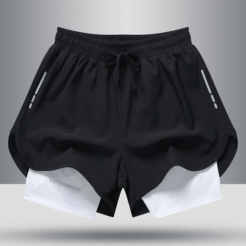 Shorts Double Layer Quick Dry High Elasticity Activewear
