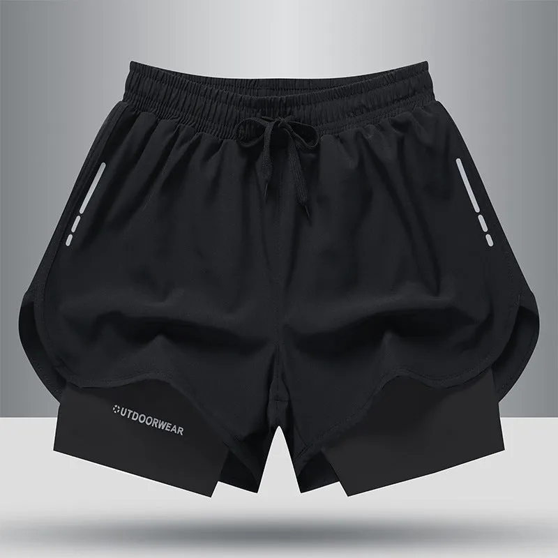 Shorts Double Layer Quick Dry High Elasticity Activewear