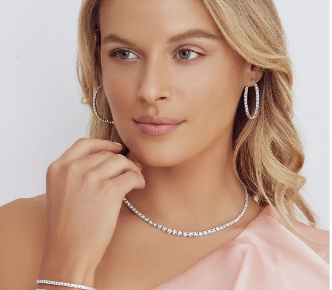 Shy Creation White Gold Diamond Illusion Tennis Choker Necklace, 4.39ctw