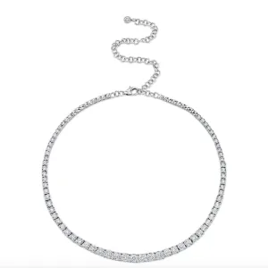 Shy Creation White Gold Diamond Illusion Tennis Choker Necklace, 4.39ctw