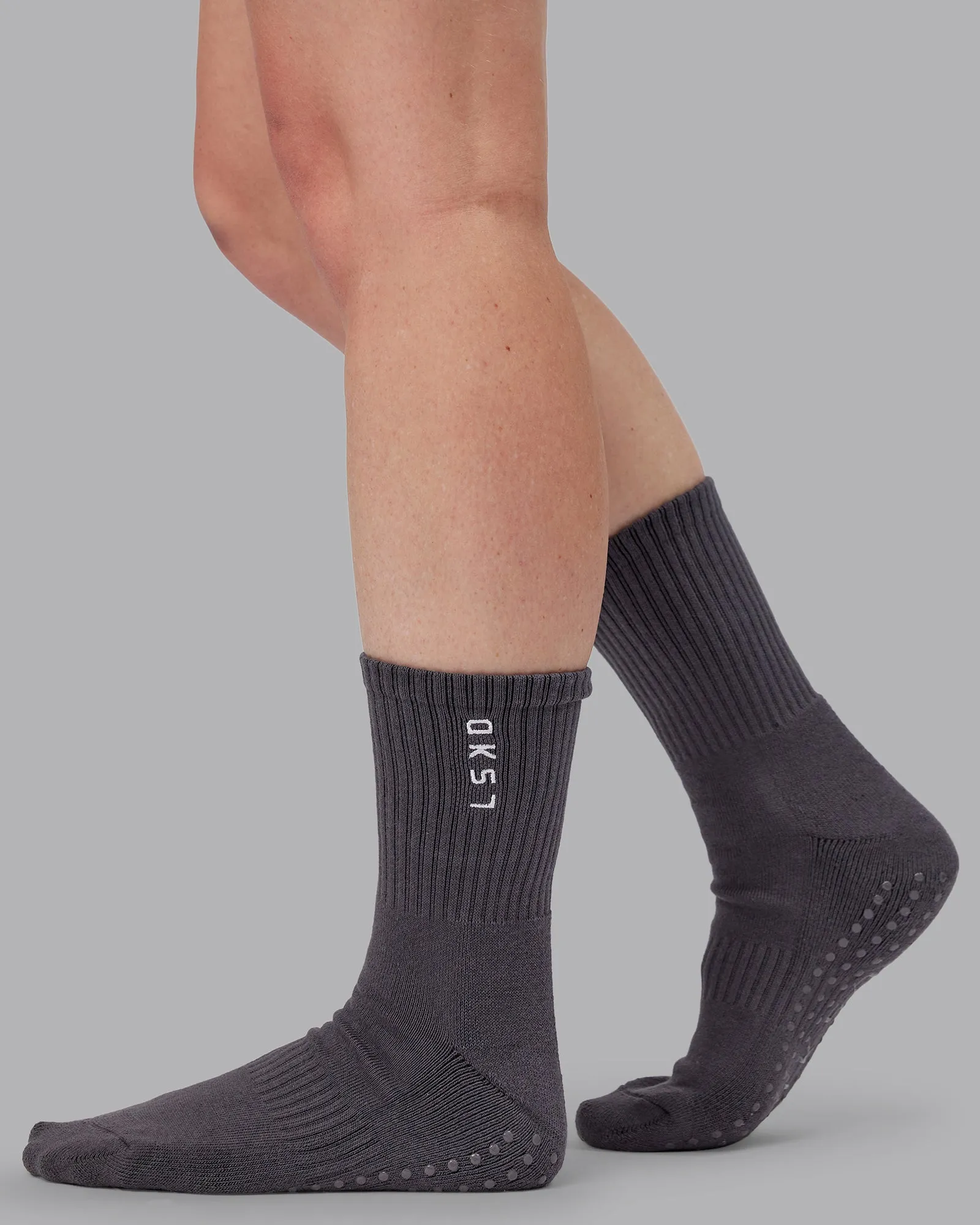 Signal Crew Pilates Grip Sock - Dark Storm-White