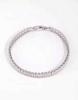 Silver Cubic Zirconia Baguette Tennis Bracelet