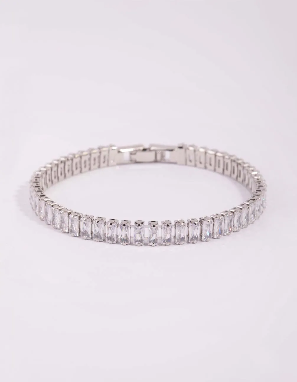Silver Cubic Zirconia Baguette Tennis Bracelet