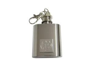 Silver Toned Etched Soccer Ball 1 Oz. Stainless Steel Key Chain Flask
