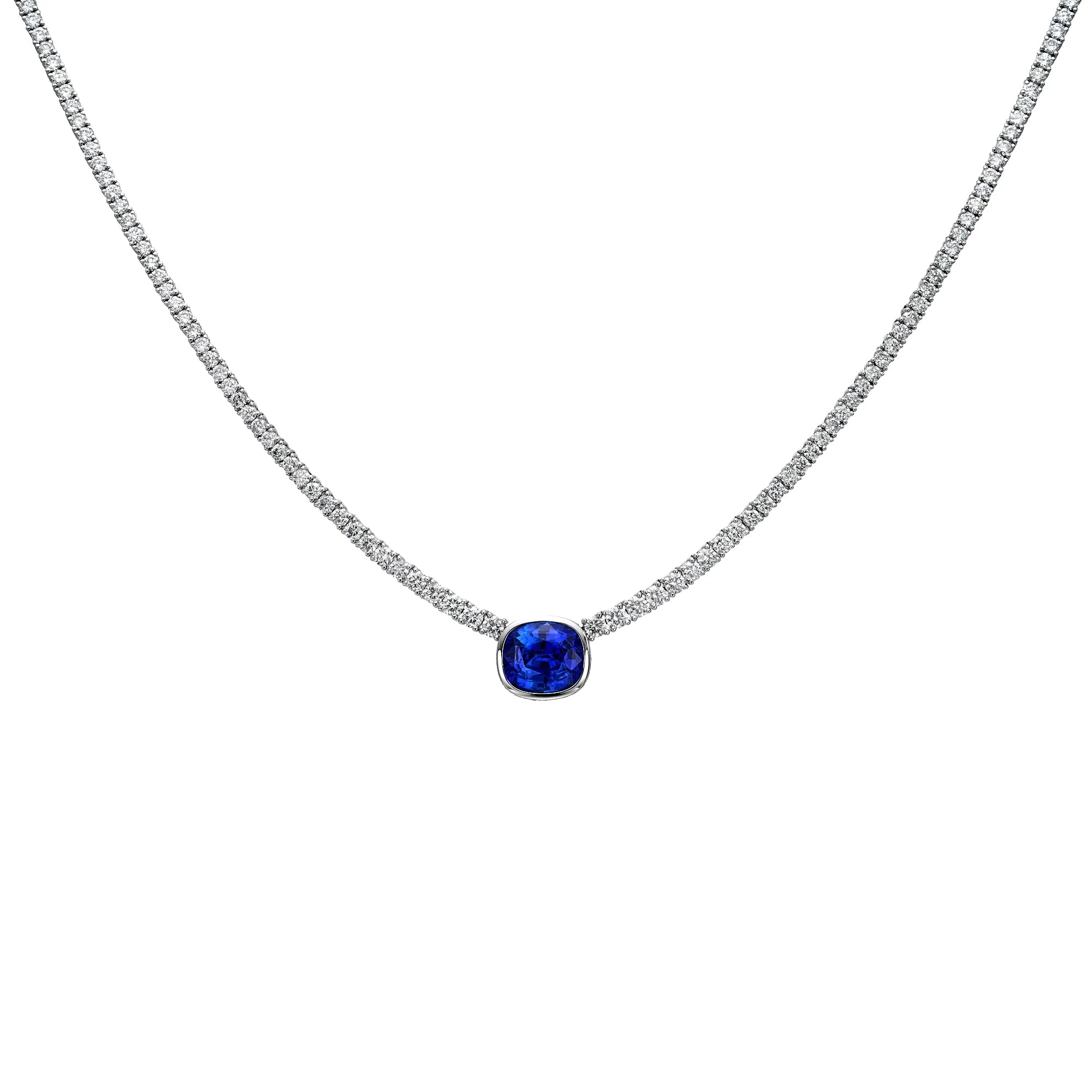 Sinia Blue Sapphire and Diamond Necklace