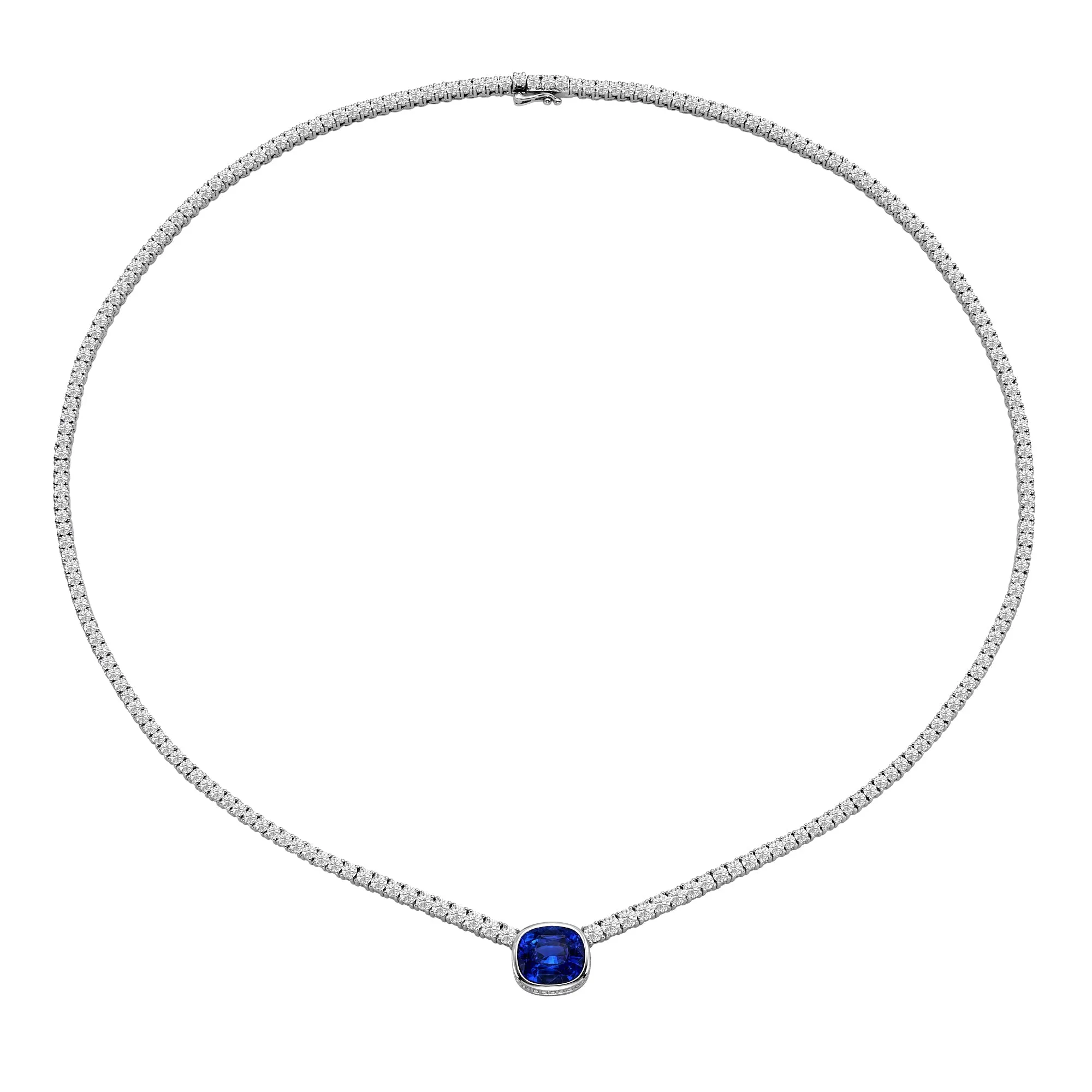 Sinia Blue Sapphire and Diamond Necklace